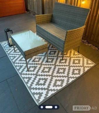 Grey Rattan Effect Weatherproof Garden Furniture Set