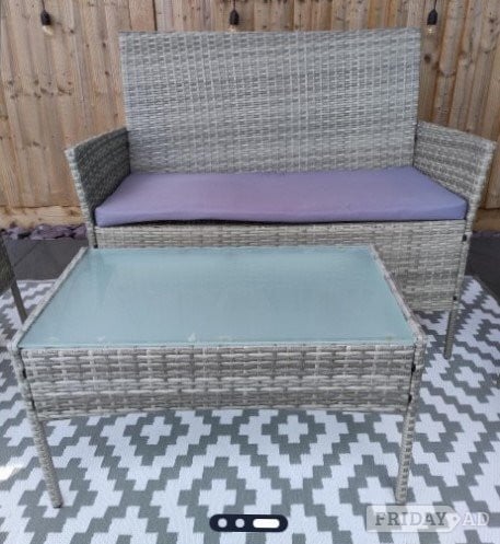 Kingston Upon Thames Grey Rattan Effect Weatherproof Garden Furniture Set
