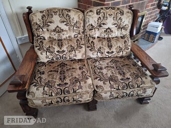 TWO SEAT WOOD FRAMED COTTAGE STYLE SOFA  buyer collects
