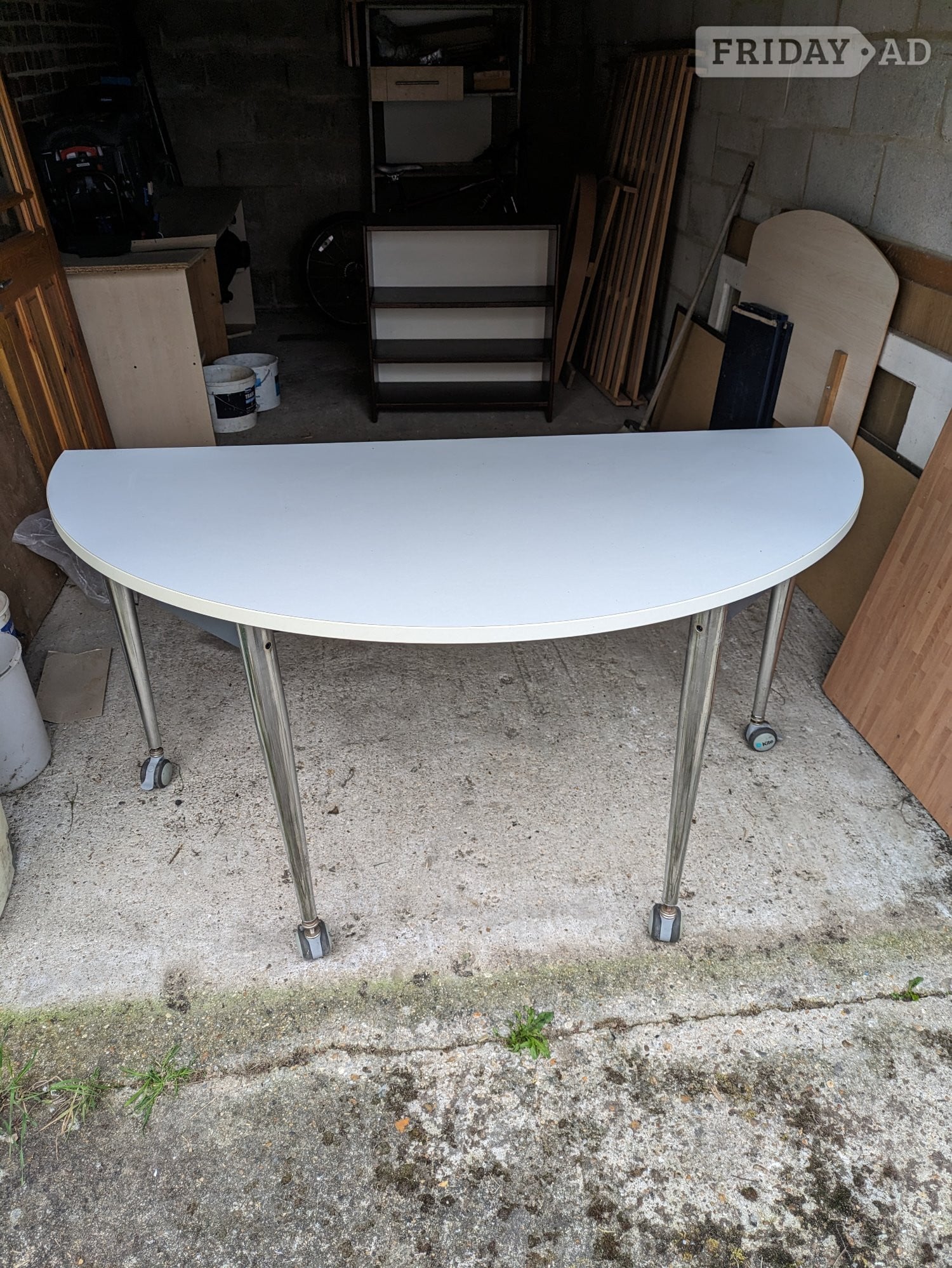 White Folding Crescent Table in Worthing