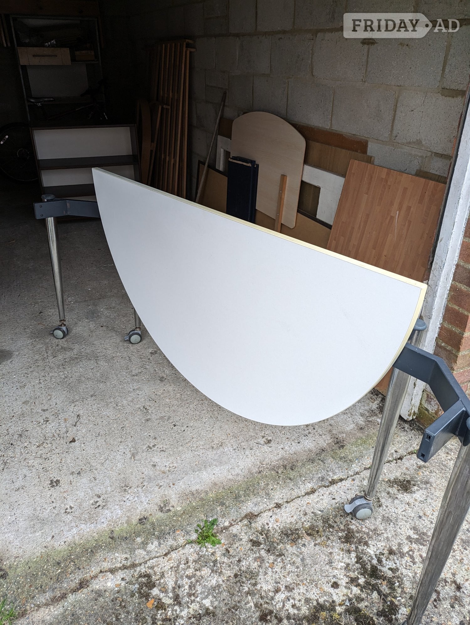 White Folding Crescent Table