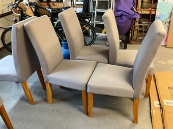 6 oak and fabric dining chairs