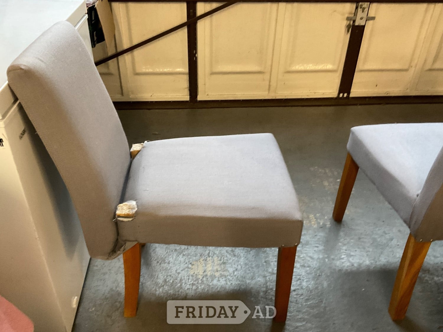 6 oak and fabric dining chairs