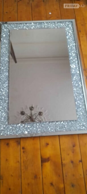 Large Silver Crushed Diamond Mirror