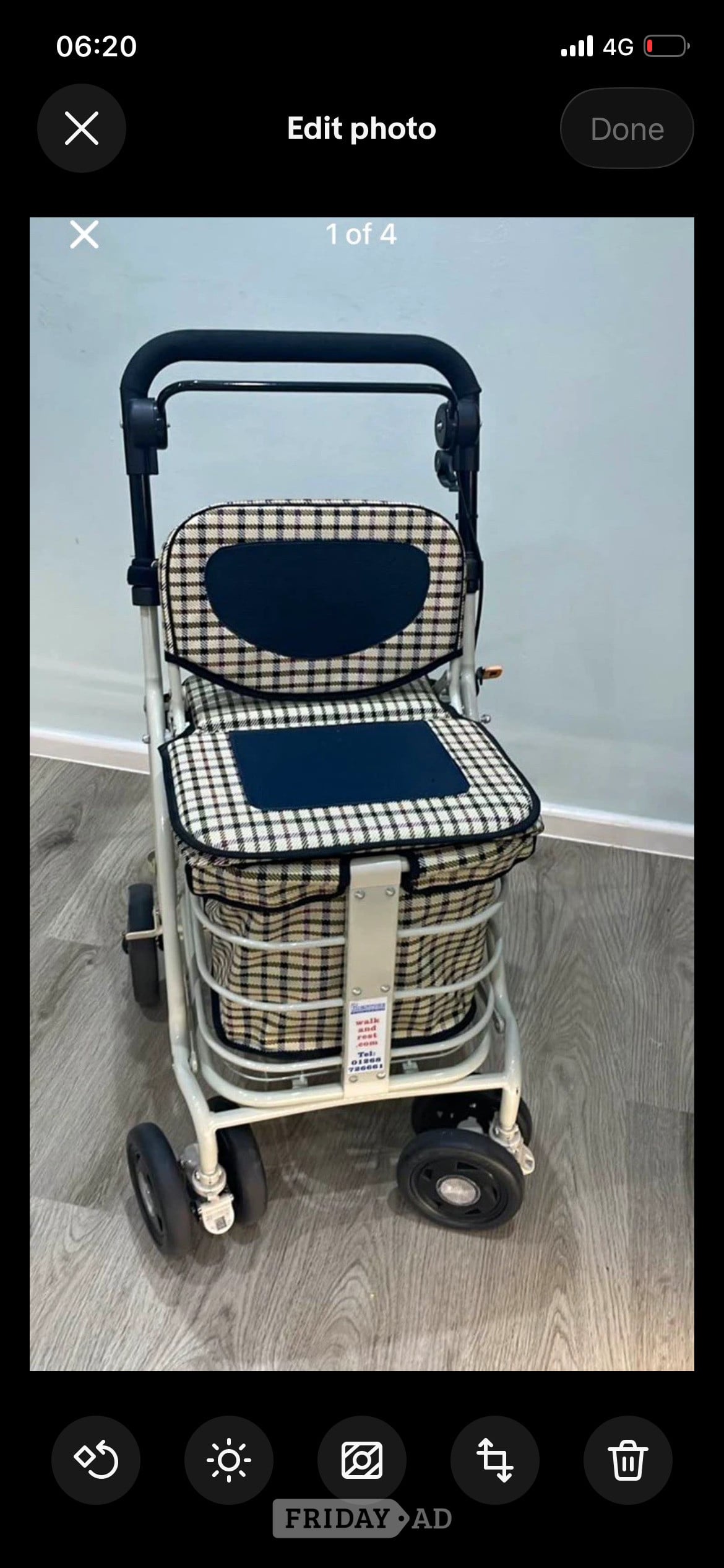 Prestige sit on Walker shopping trolly