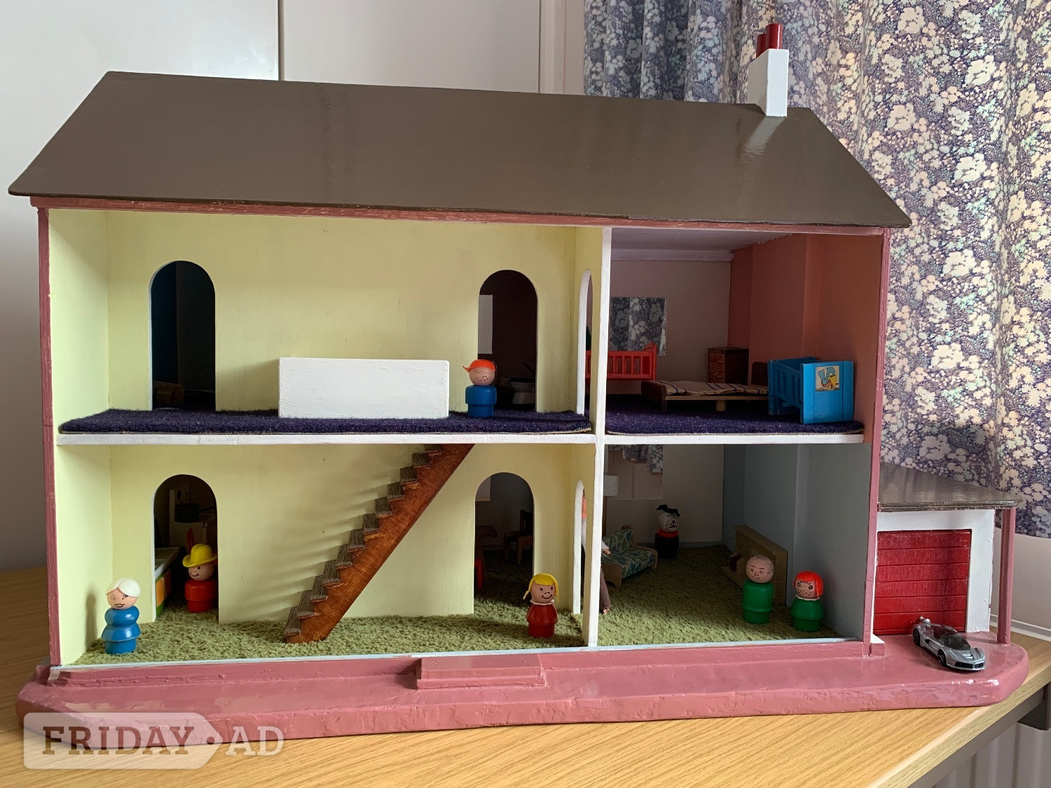 Dolls House, wooden construction with furniture, fully carpeted  - Baby & Kids in Basingstoke