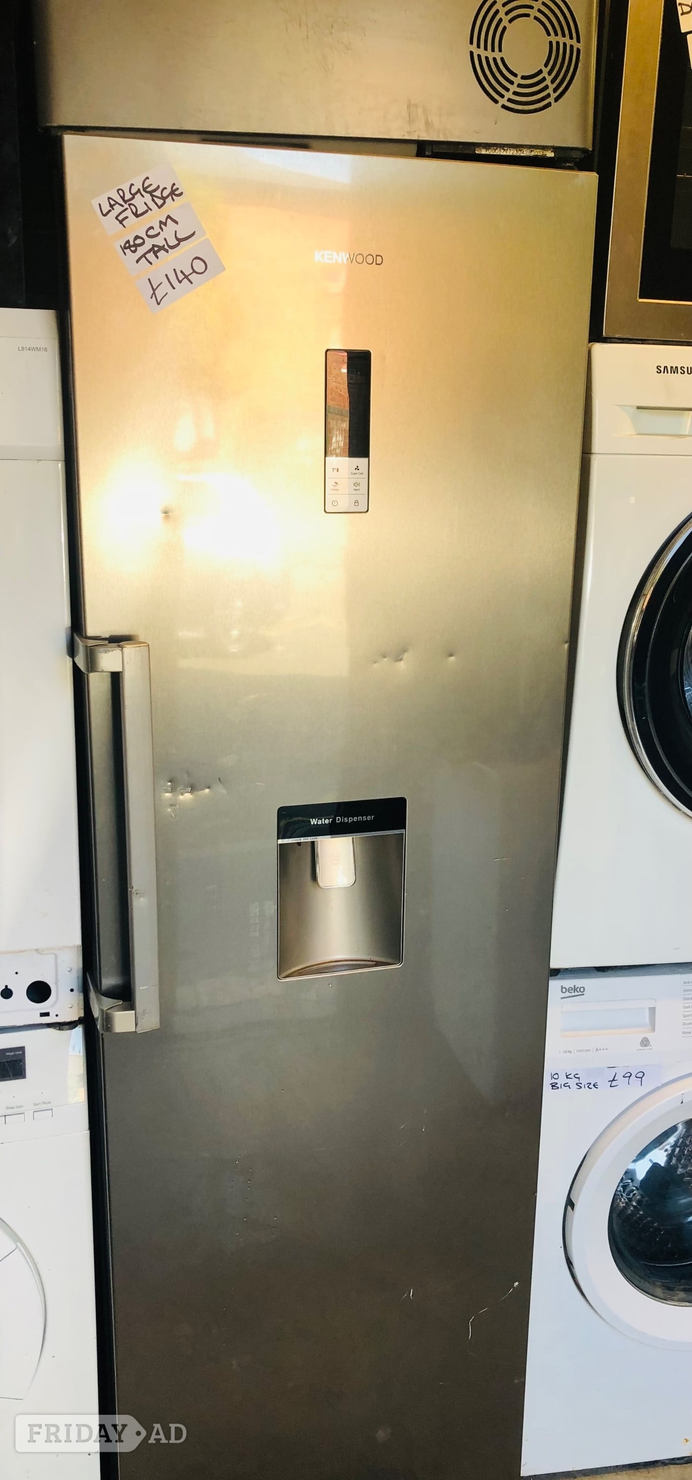 Kenwood large fridge 180cm tall with water dispenser. in Daventry
