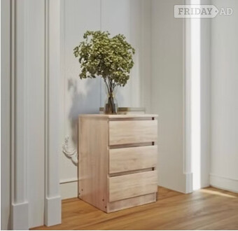 MALVERN 3 DRAWER BEDSIDE - SONOMA OAK EFFECT