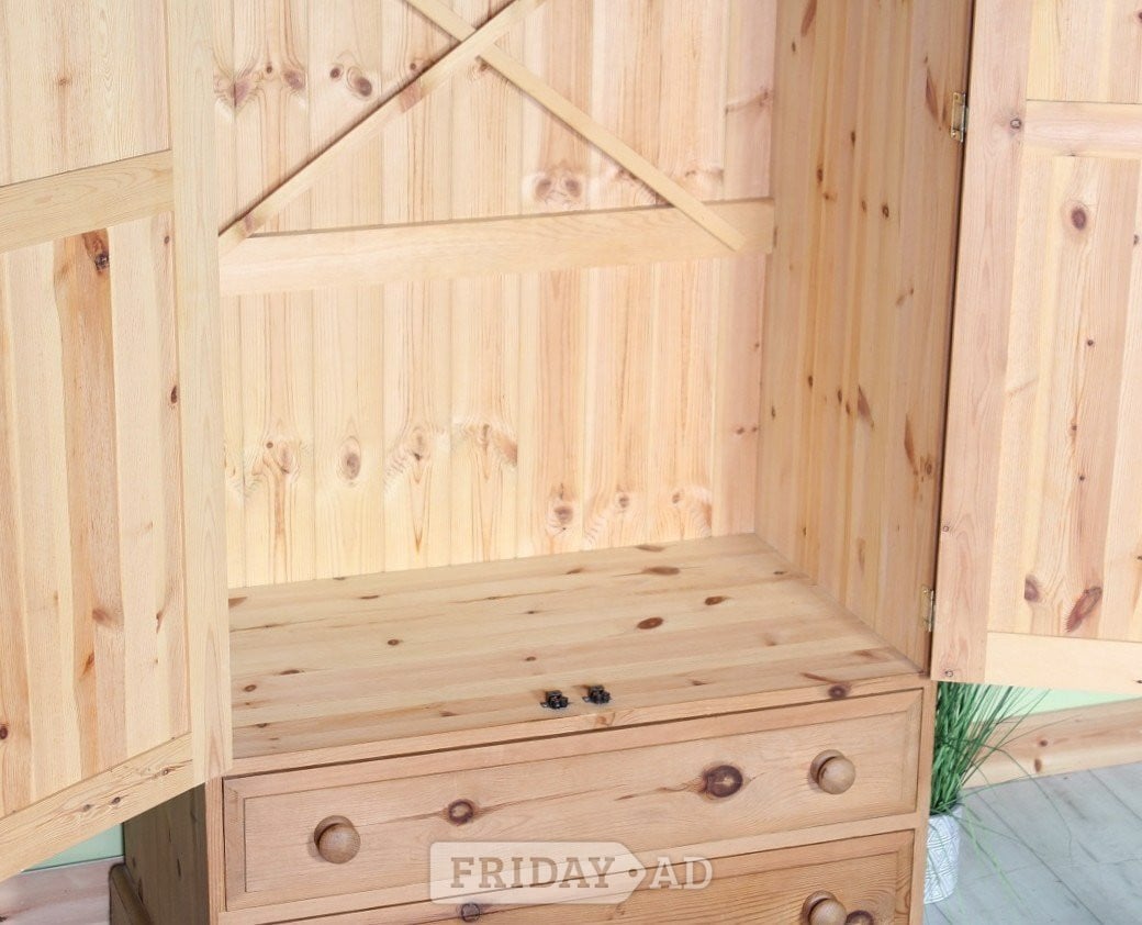 Delivery Options Cottage Waxed Pine Farmhouse Wardrobe  - Furniture