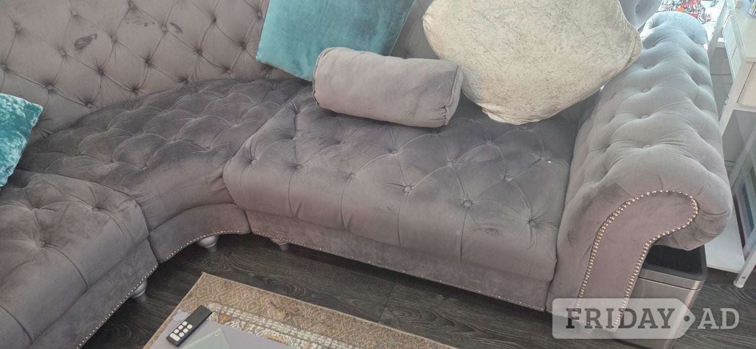 Grey corner unit sofa vgc