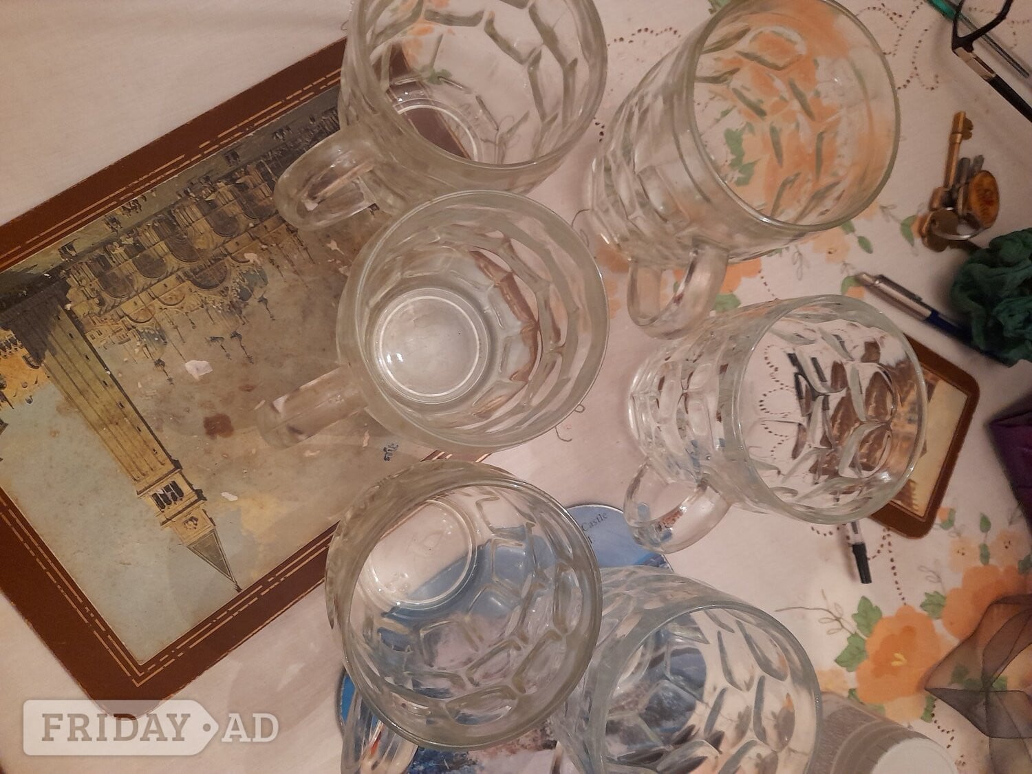 6 one pint glasses 