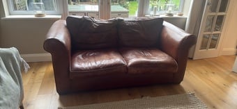 Brown leather sofa