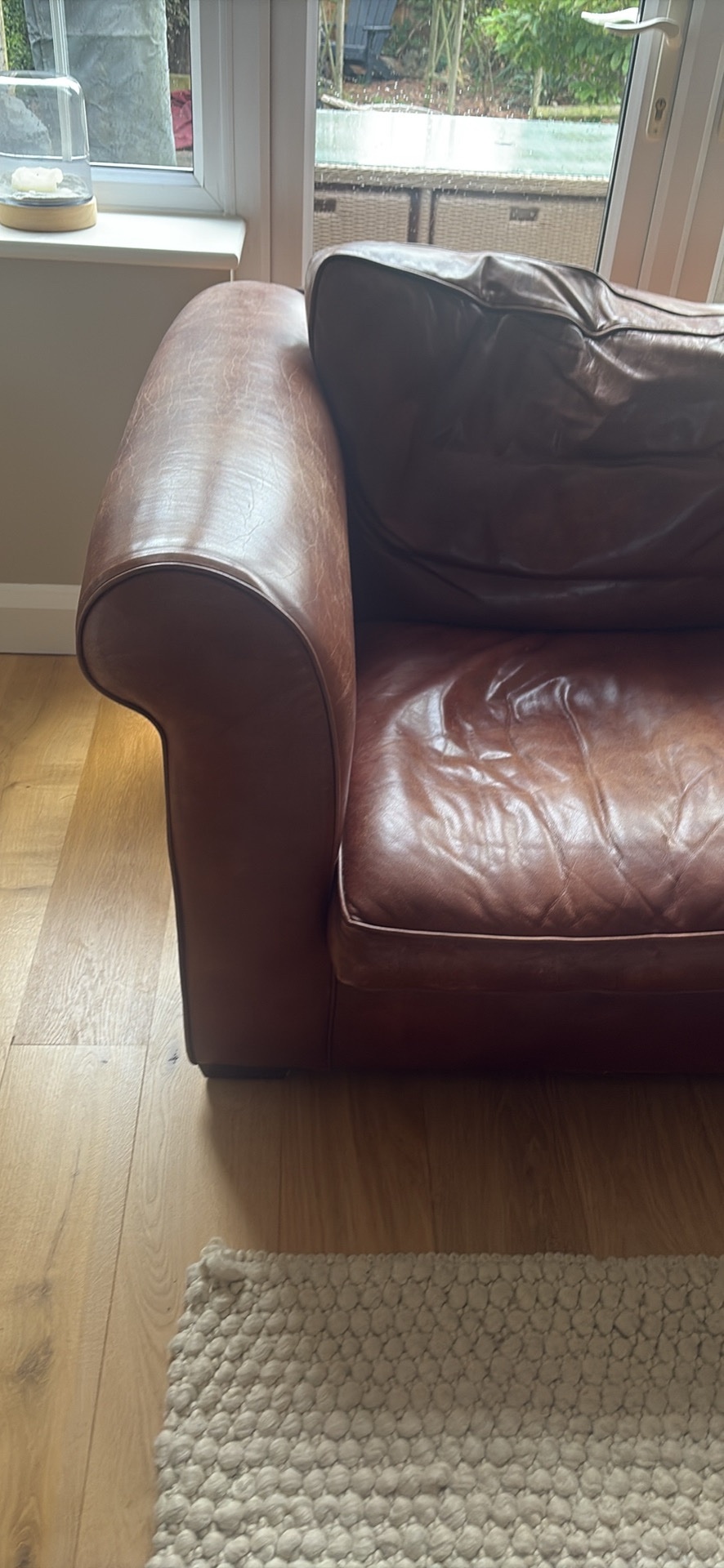 Brown leather sofa