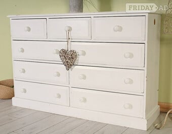 Delivery Options Huge 9 Drawer Shabby Chic Pine Chest Of Drawers