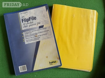 Two A5 Blue and yellow Flexible Pocket  Cover Display Books.