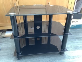 60cm 3 Tier Black Glass Corner TV Stand