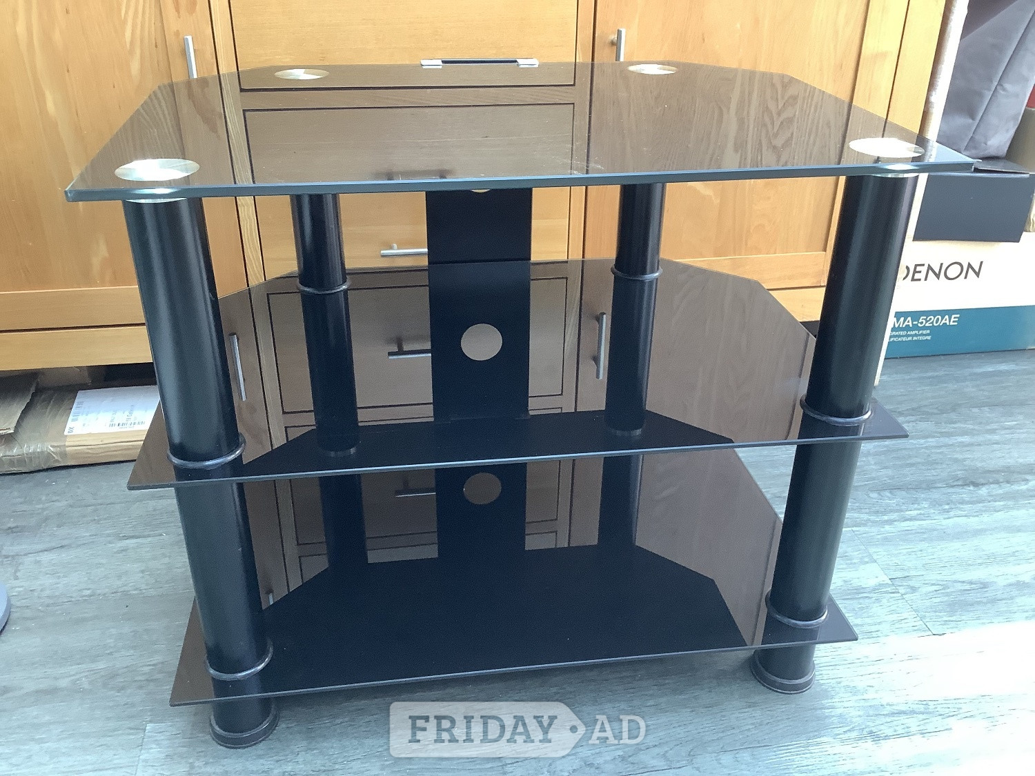 60cm 3 Tier Black Glass Corner TV Stand in Hailsham