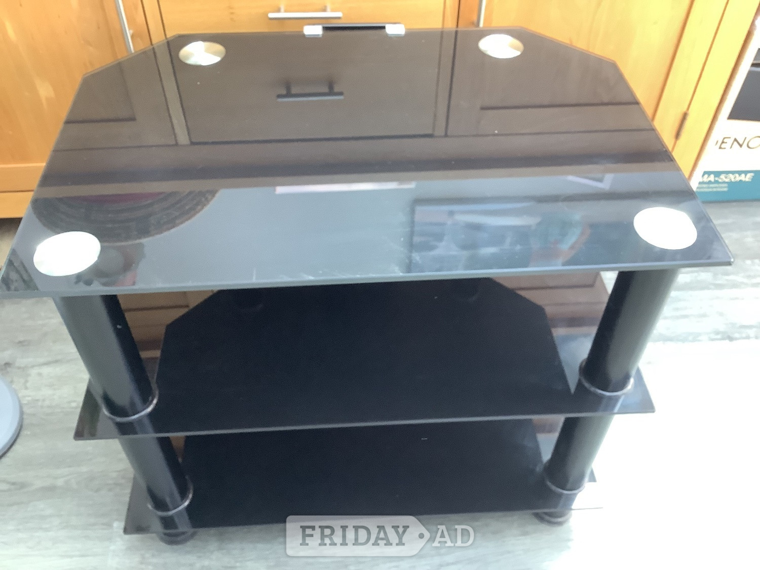 60cm 3 Tier Black Glass Corner TV Stand