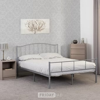 DOUBLE - NEWTON METAL BED FRAME - SILVER