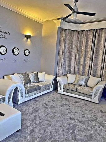 🔥 Silver & White 3+2 Sofa Set | Brand New | Fast Delivery 🚚
