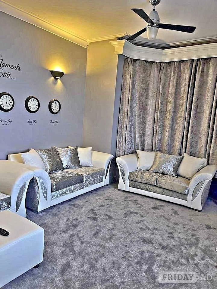 🔥 Silver & White 3+2 Sofa Set | Brand New | Fast Delivery 🚚 in Worcester