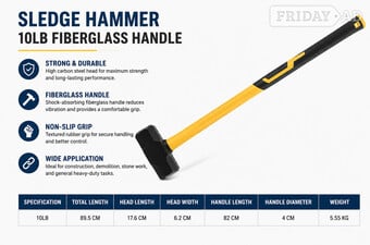 Heavy Duty Industrial Hammer – Professional Steel Head Hand Tool 