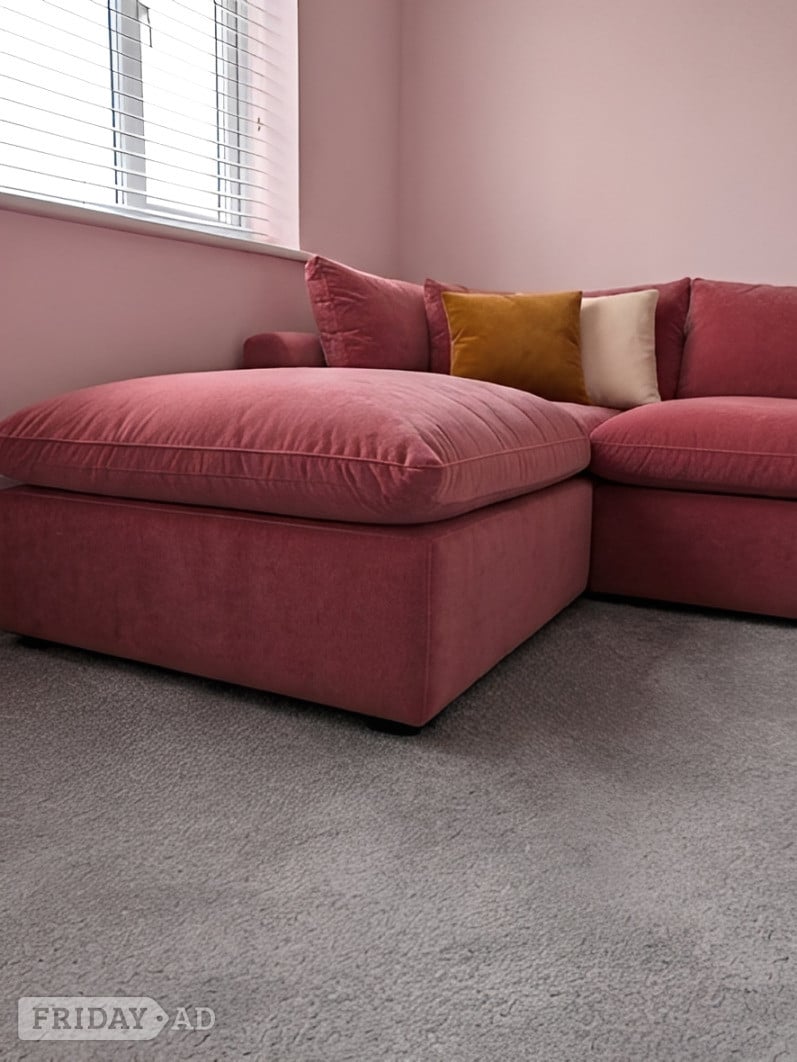 Birmingham Blush pink 3 seater modular sofa with footstool