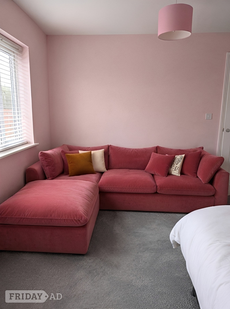 Blush pink 3 seater modular sofa with footstool - Furniture