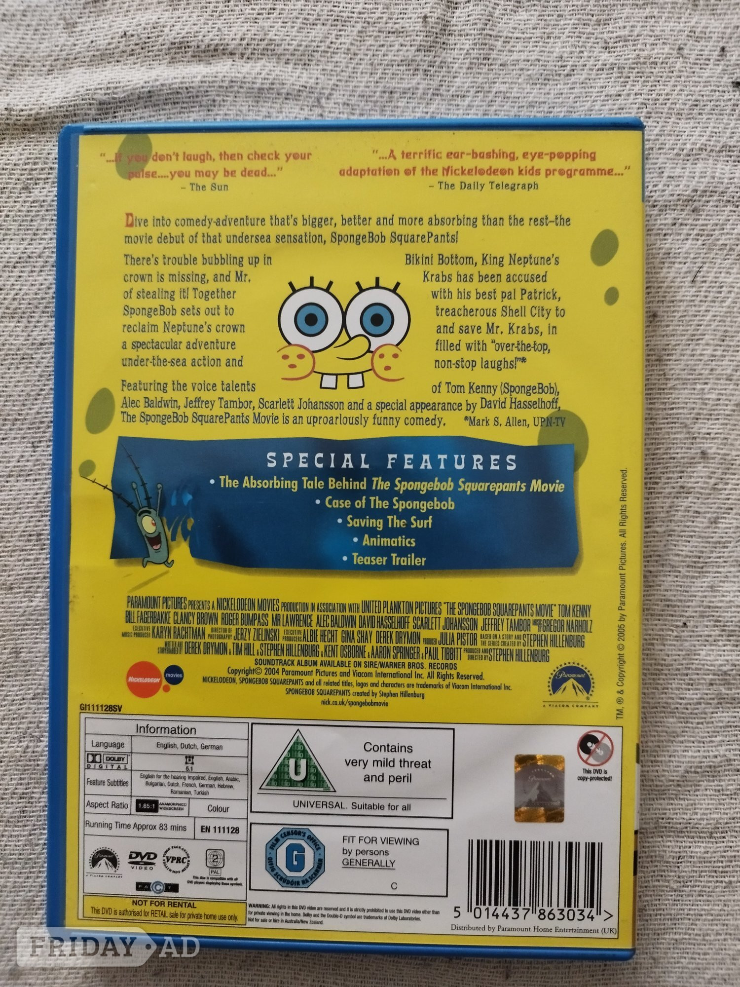 Spongebob square pants movie dvd