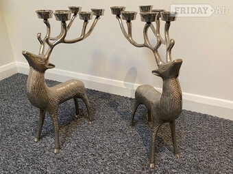 Silver Stag / Deer Candle Tea Light (6) Holder CLANBAY x 2 RARE 