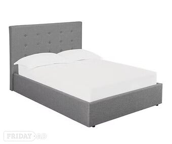 DOUBLE LUCCA BED FRAME END LIFT OTTOMEN GREY 