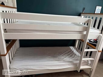White Double Bunk Bed with mattress 