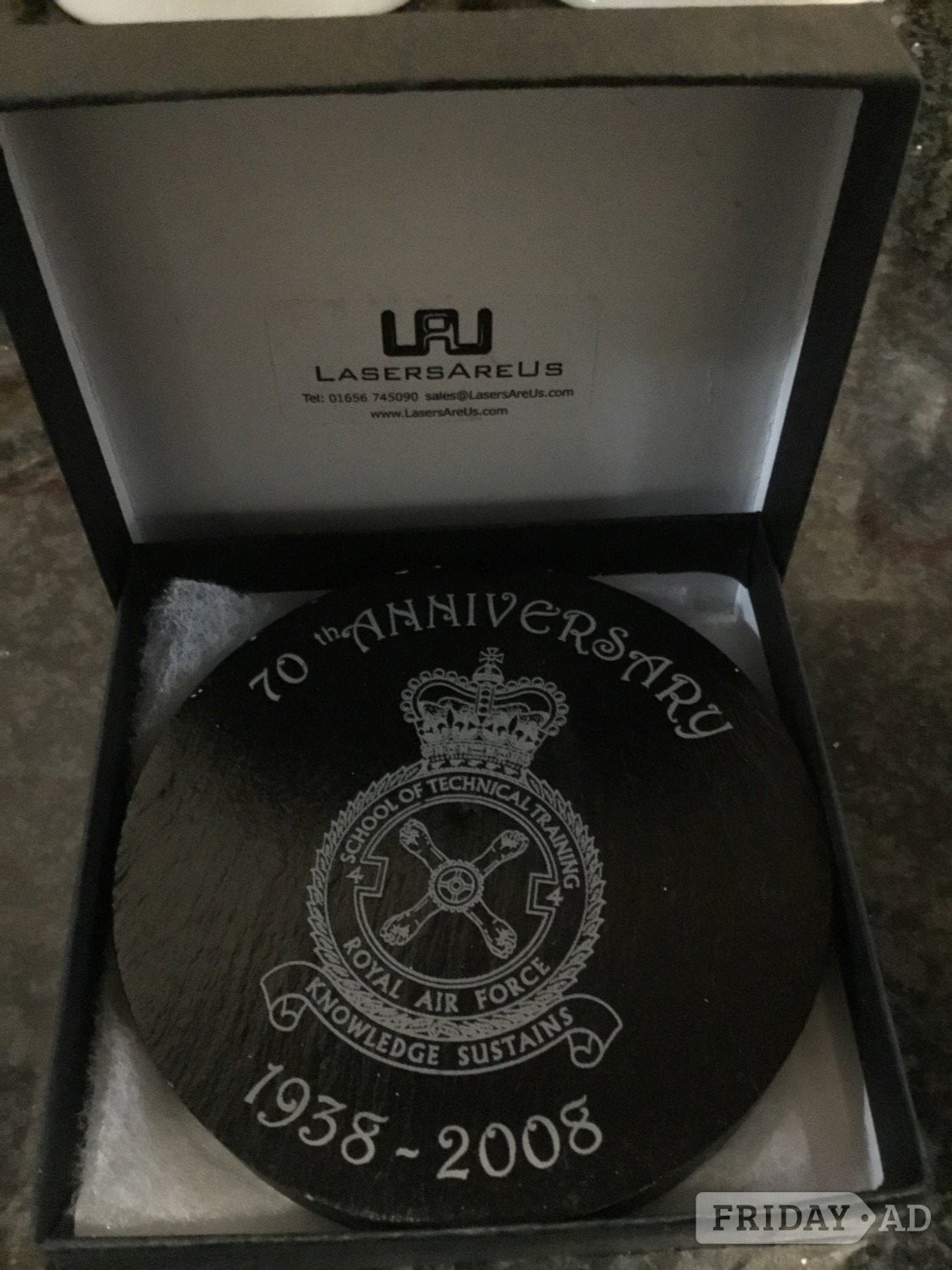 Welsh slate RAF StAthan  paperweight 70th anniversary in Llantwit Major