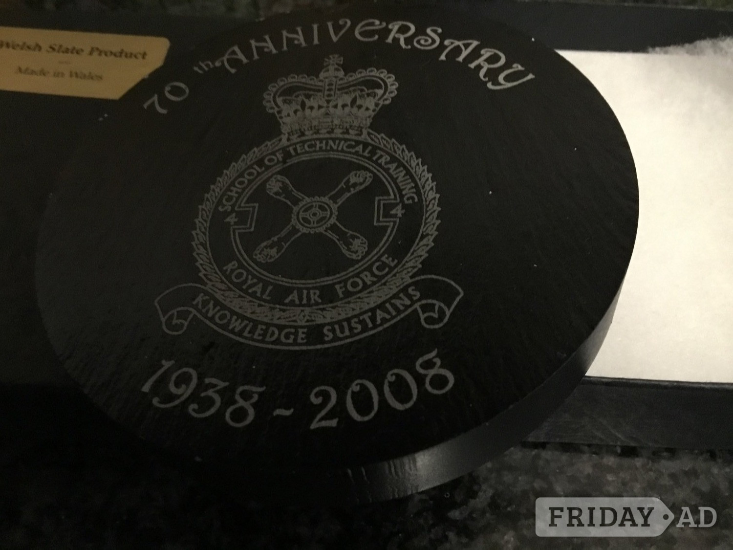 Welsh slate RAF StAthan  paperweight 70th anniversary - Antiques & Collectables in Llantwit Major