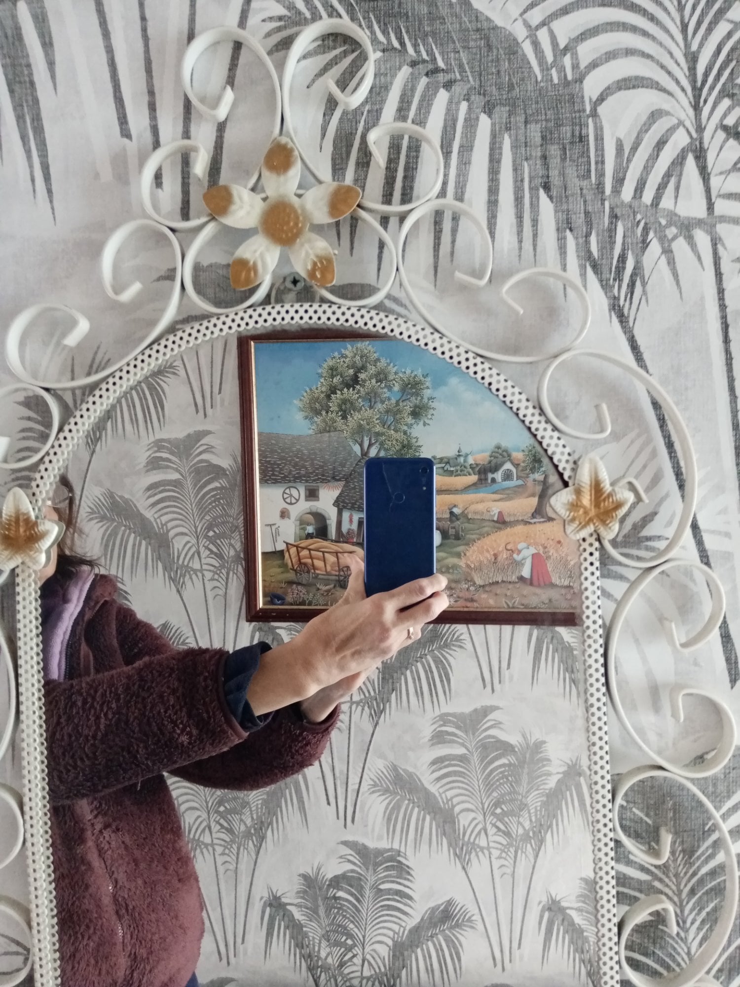 Used Stunning Ornate Metal Heavy Rectangular Vintage Wall Mirror