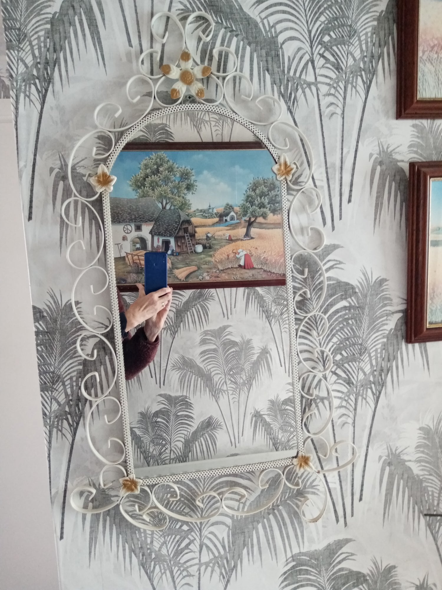 Peacehaven Used Stunning Ornate Metal Heavy Rectangular Vintage Wall Mirror
