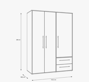 3 Door Oak Modern white Wardrobe with Storage hang Rail Bedroom F