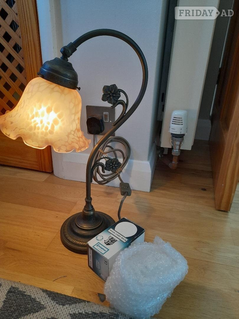 Reproduction Art Noveau Style Burnished Brass Table/Desk Lamp in Horsham