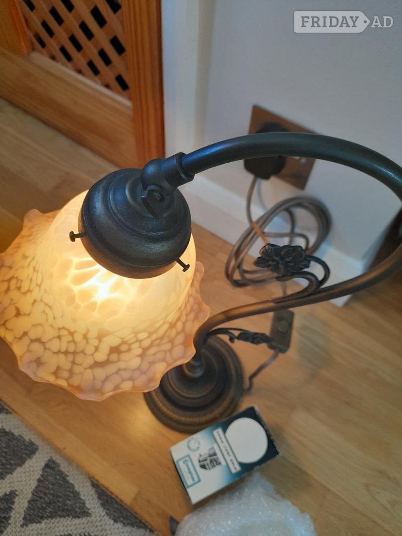Reproduction Art Noveau Style Burnished Brass Table/Desk Lamp