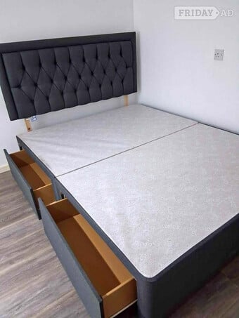 Grey Chesterfield King Size Bed with Storage
