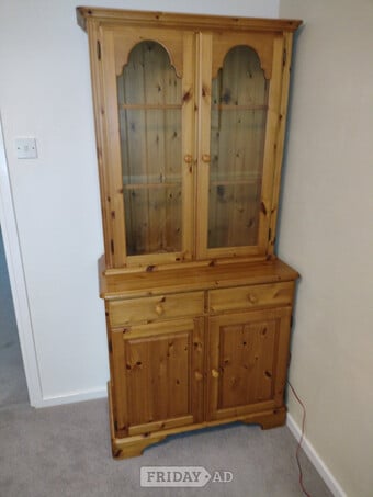 Ducal Victoria pine 2 door glazed dresser unit