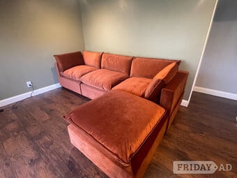 Modern Burnt Orange 4x Seater Cloud Albnay Park Comfy Couch 