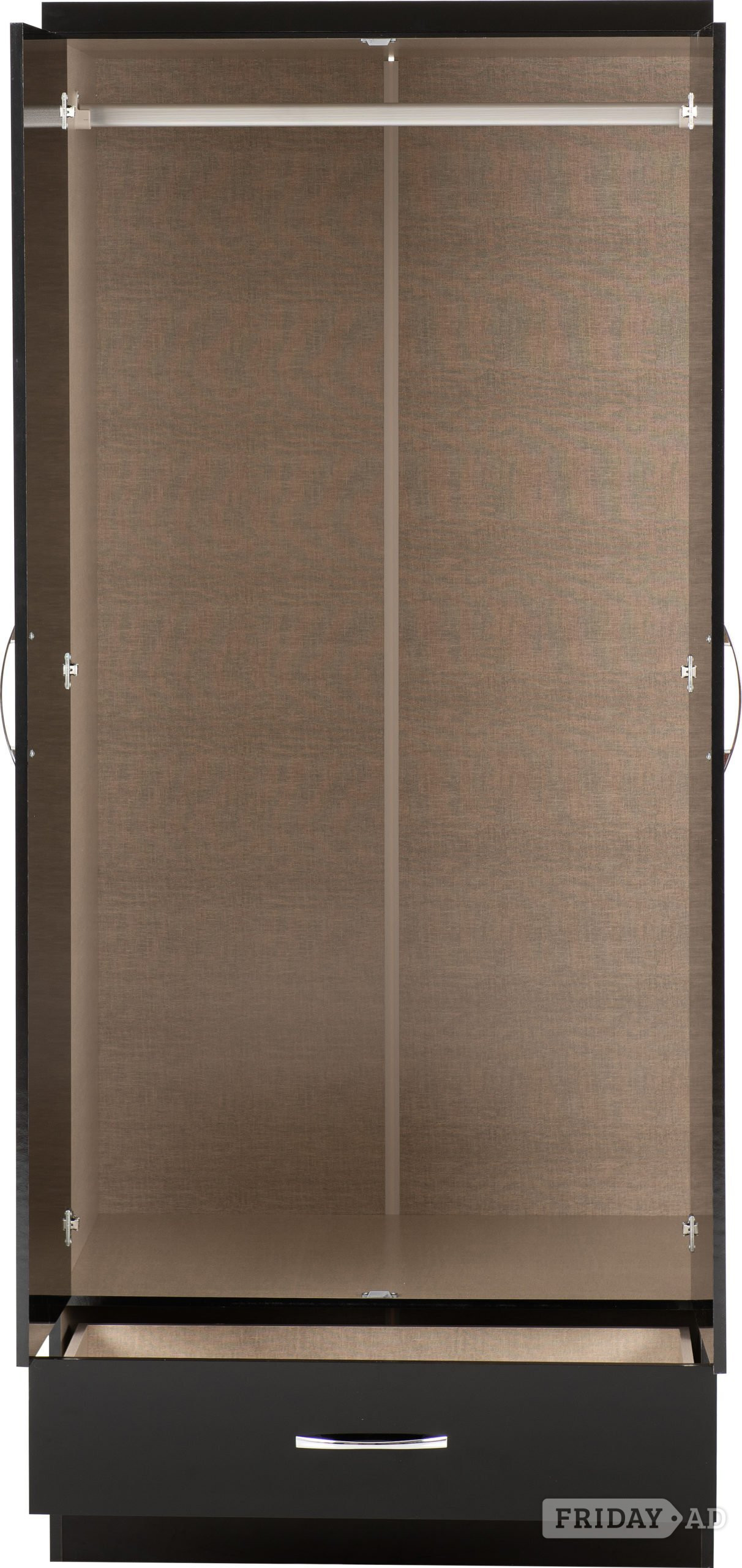 Rotherham NEVADA 2 DOOR 1 DRAWER WARDROBE WITH MIRROR IN BLACK 