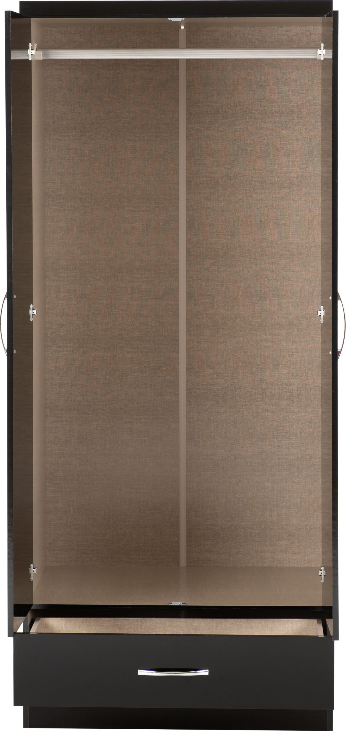 Rotherham NEVADA 2 DOOR 1 DRAWER WARDROBE WITH MIRROR IN BLACK 