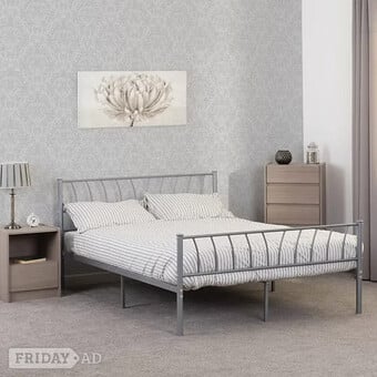 DOUBLE - HARLOW METAL BED FRAME - SILVER