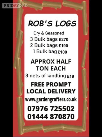 Robs Logs dry and seasoned hardwood logs & kindling