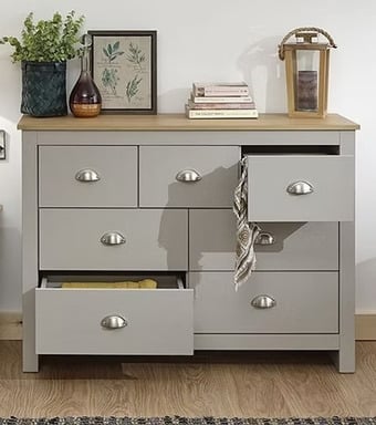 Lancaster 3 + 4 Drawer Merchants Chest Drawer Chest - GREY