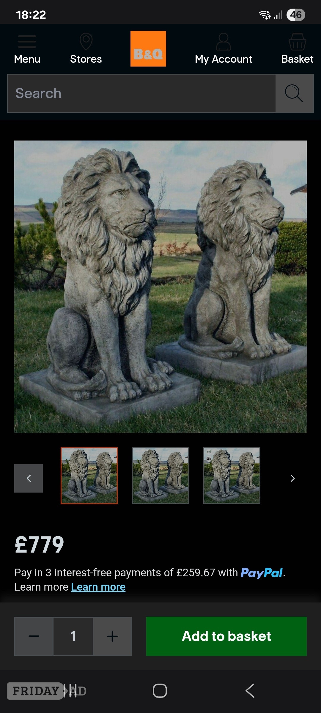 Pair of heavy concrete Lions - Garden