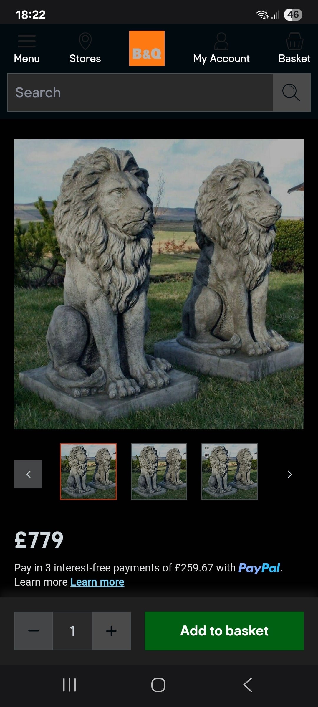 Pair of heavy concrete Lions - Garden