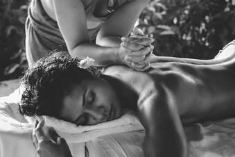 Attractive Blonde Relaxing therapeutic massage. 